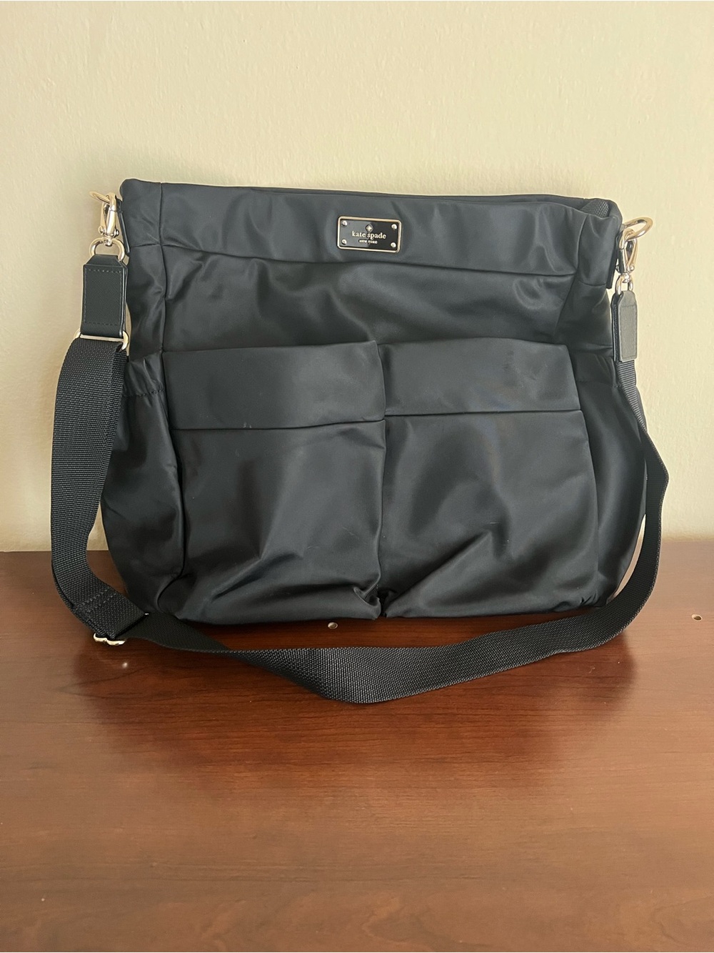 kate spade Baby Diapers Bag Tote Black Nylon Cross Body Shoulder Strap